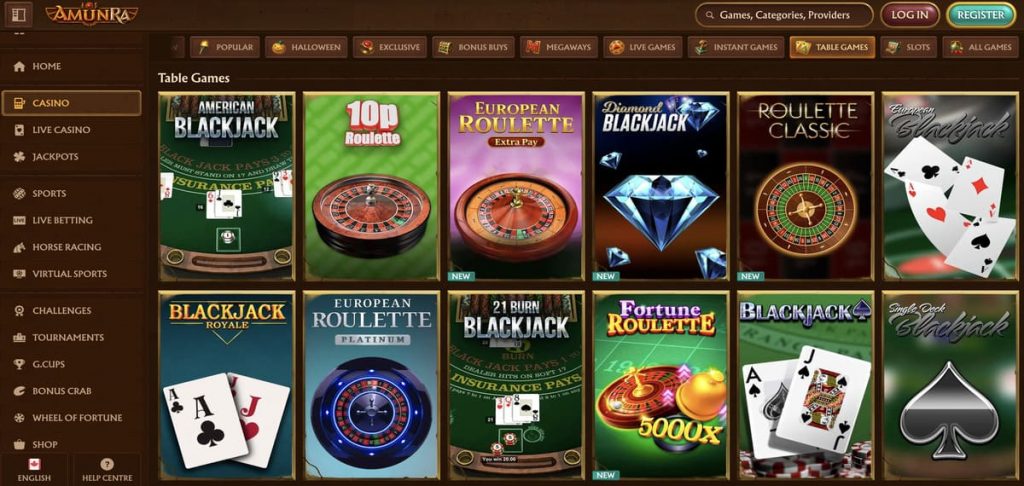 amunra table games