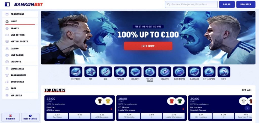 Bankonbet casino home