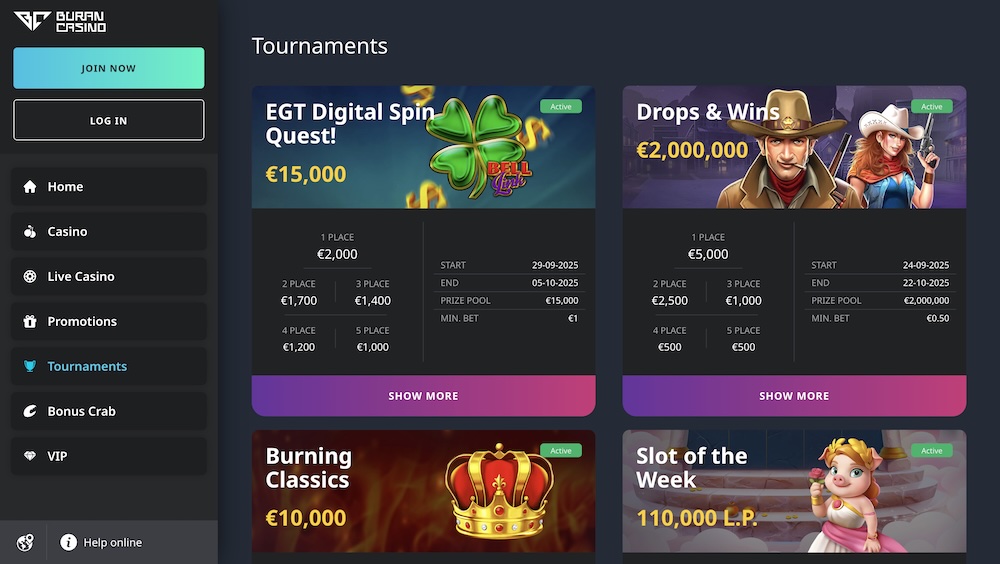 BuranCasino tournaments