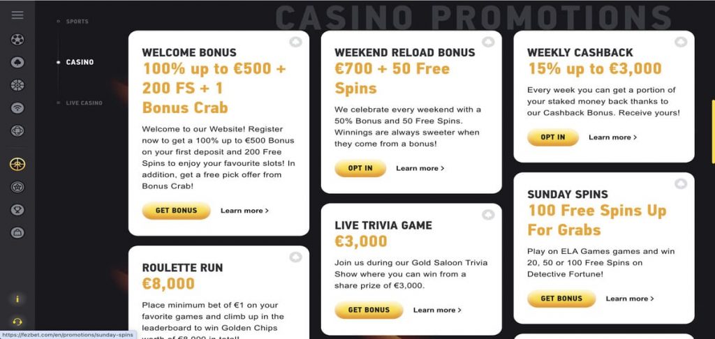 Fezbet casino promo