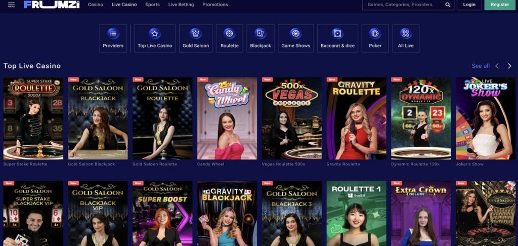 frumzi live casino games