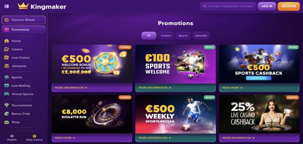 Kingmaker Casino promo