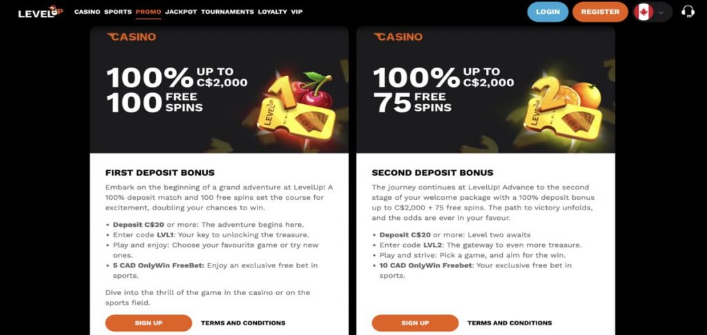 Level Up casino-bonus