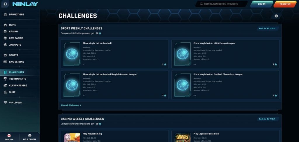 ninlay casino challenges