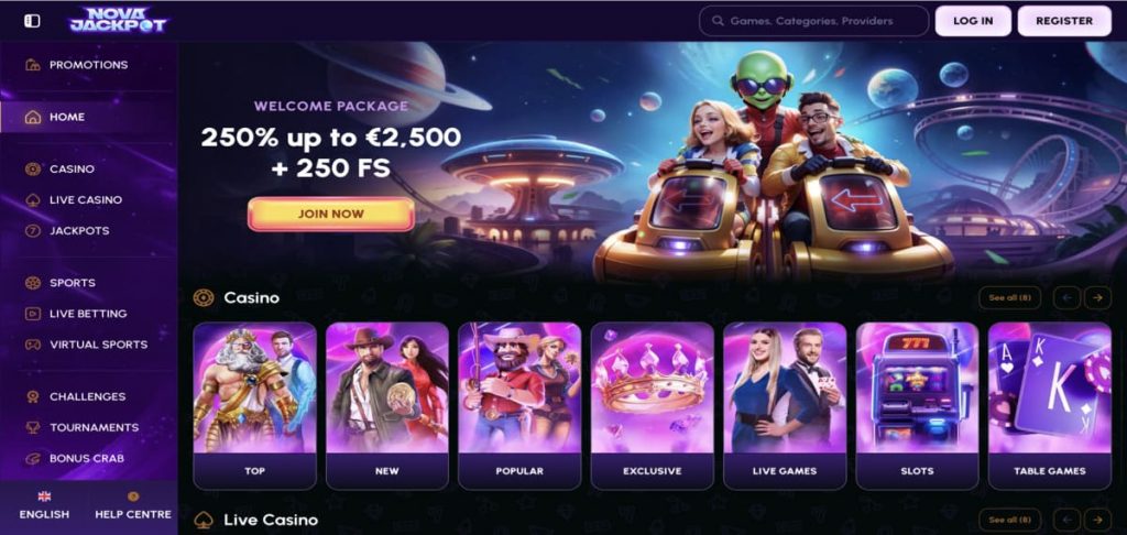 NovaJackpot Casino home