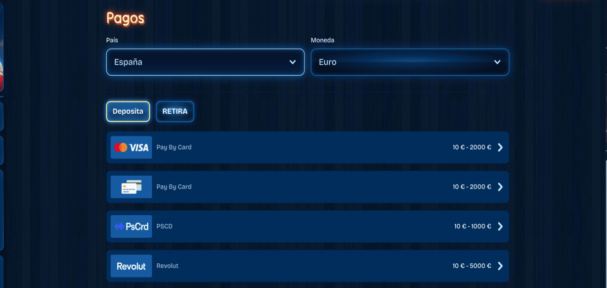 pagos en casinos sin limite de deposito