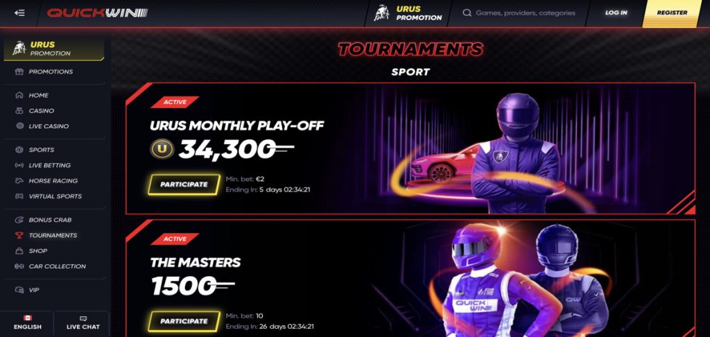 Quickwin tournaments