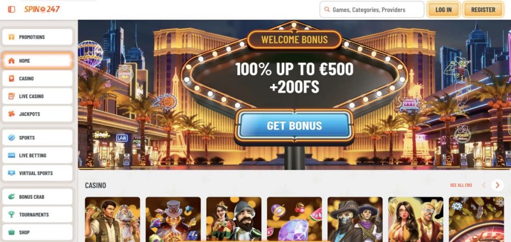 Spin247 Casino home
