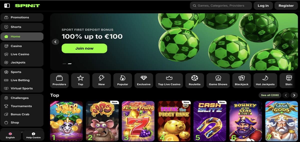 Spinit Casino home