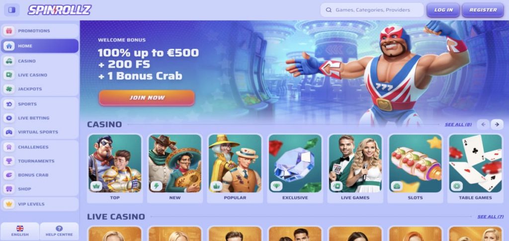 SpinRollz Casino home