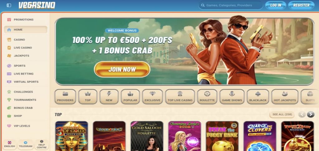 Vegasino casino home