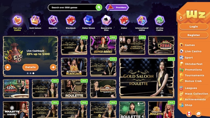 Wazamba live casino