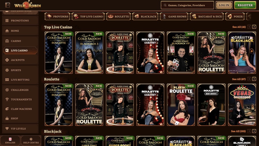 WildRobin live casino