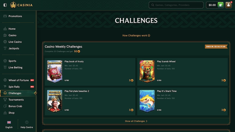 Casinia challenges
