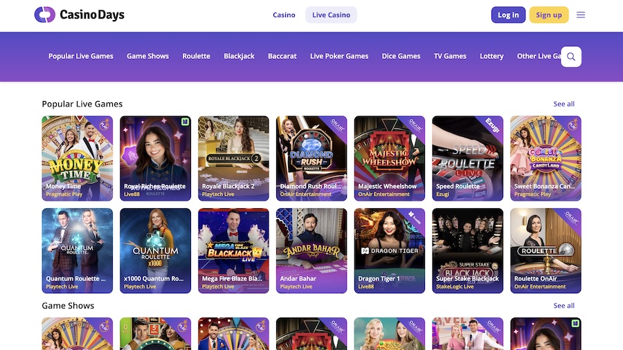 CasinoDays live casino