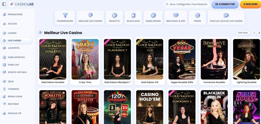 Casinolab Jeux de casino en direct