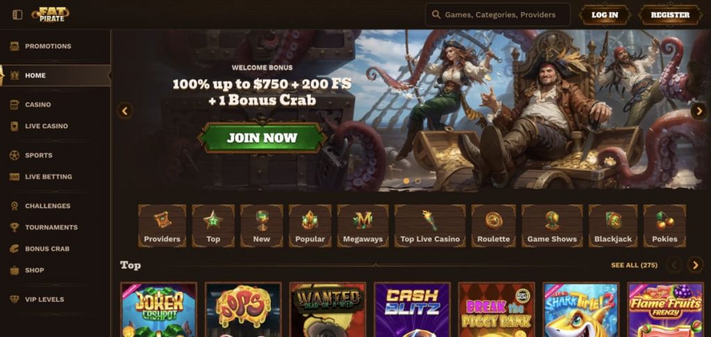FatPirate Casino home