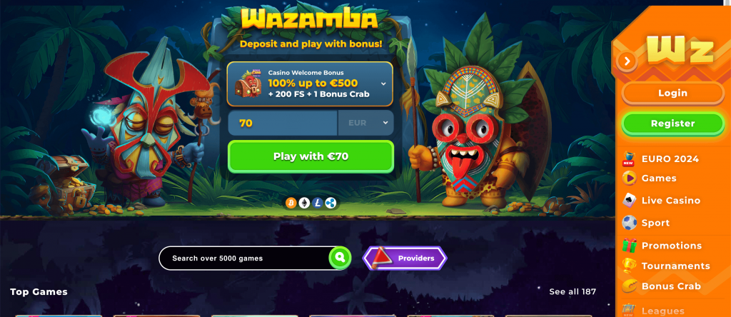 wazamba homepage