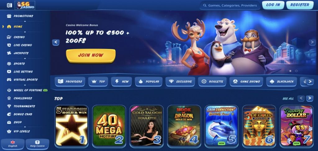 SG Casino home