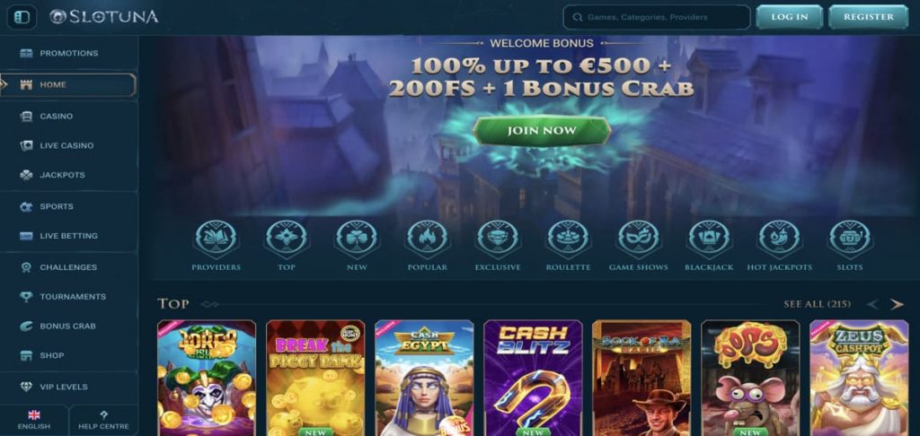 Slotuna Casino home