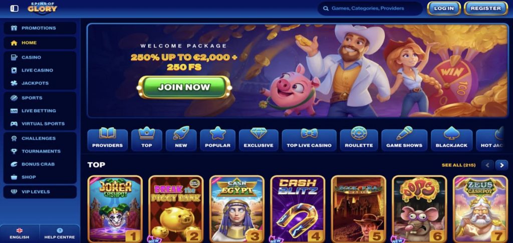 Spins of Glory Casino home