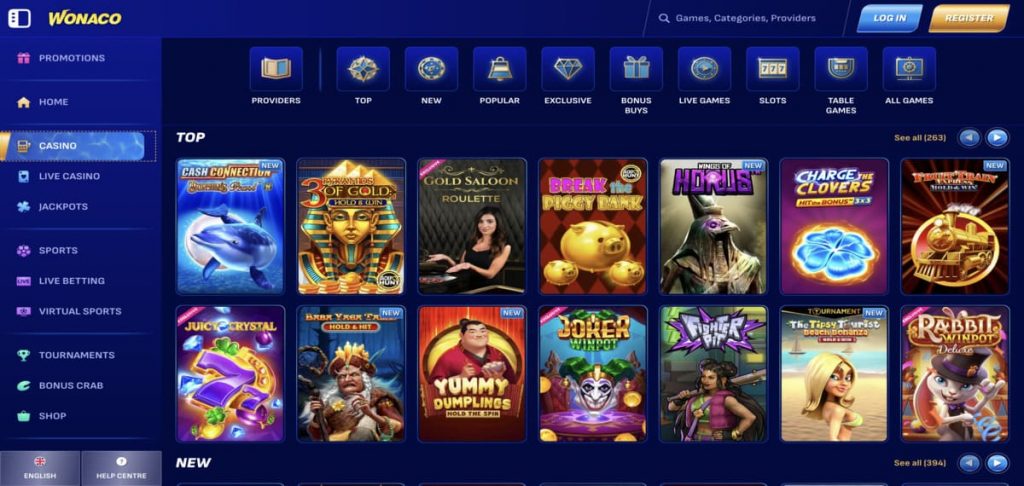 Wonaco Casino games