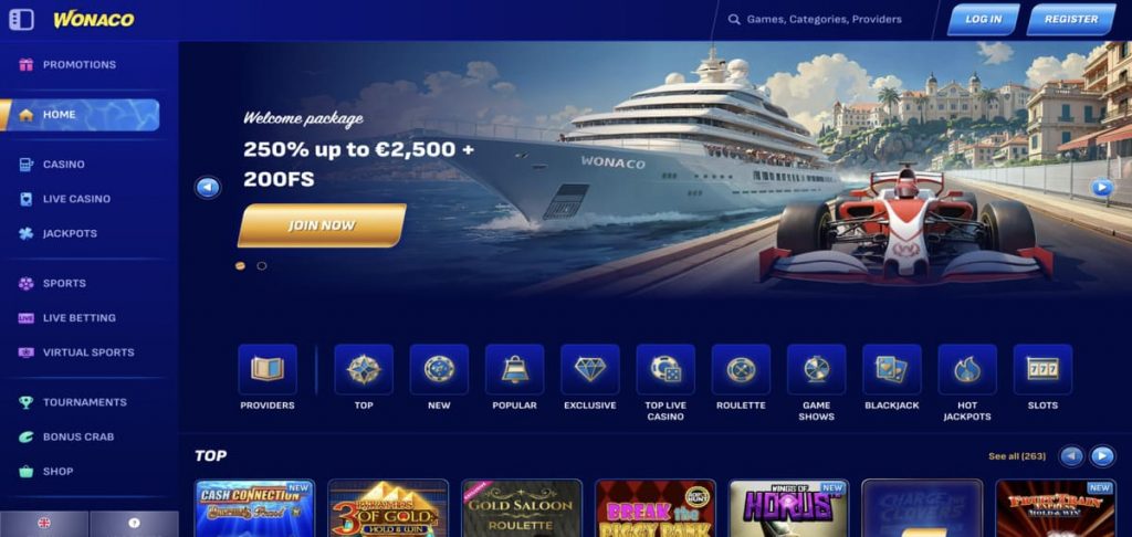 Wonaco Casino home